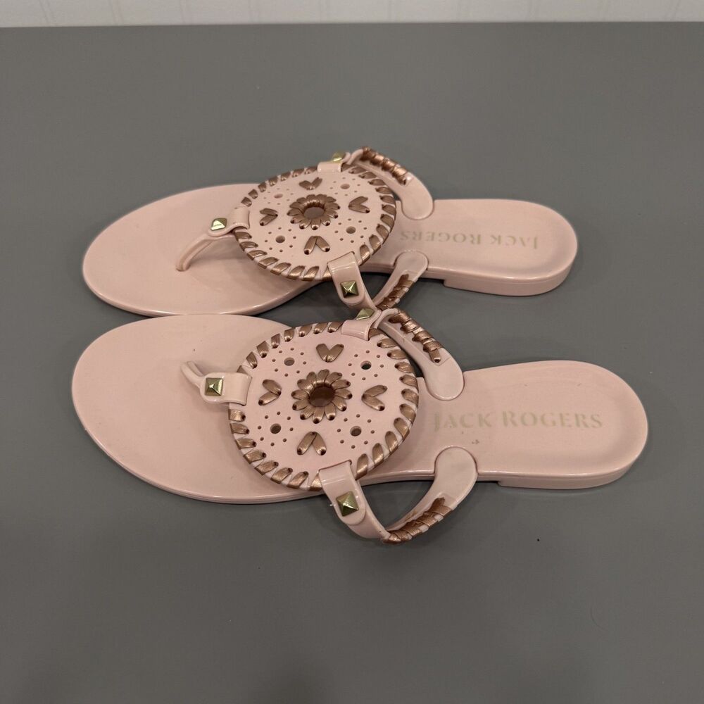 Jack Rogers Women Size 7 Georgica Pink Jelly Thong Slip On Sandals - Picture 4 of 6